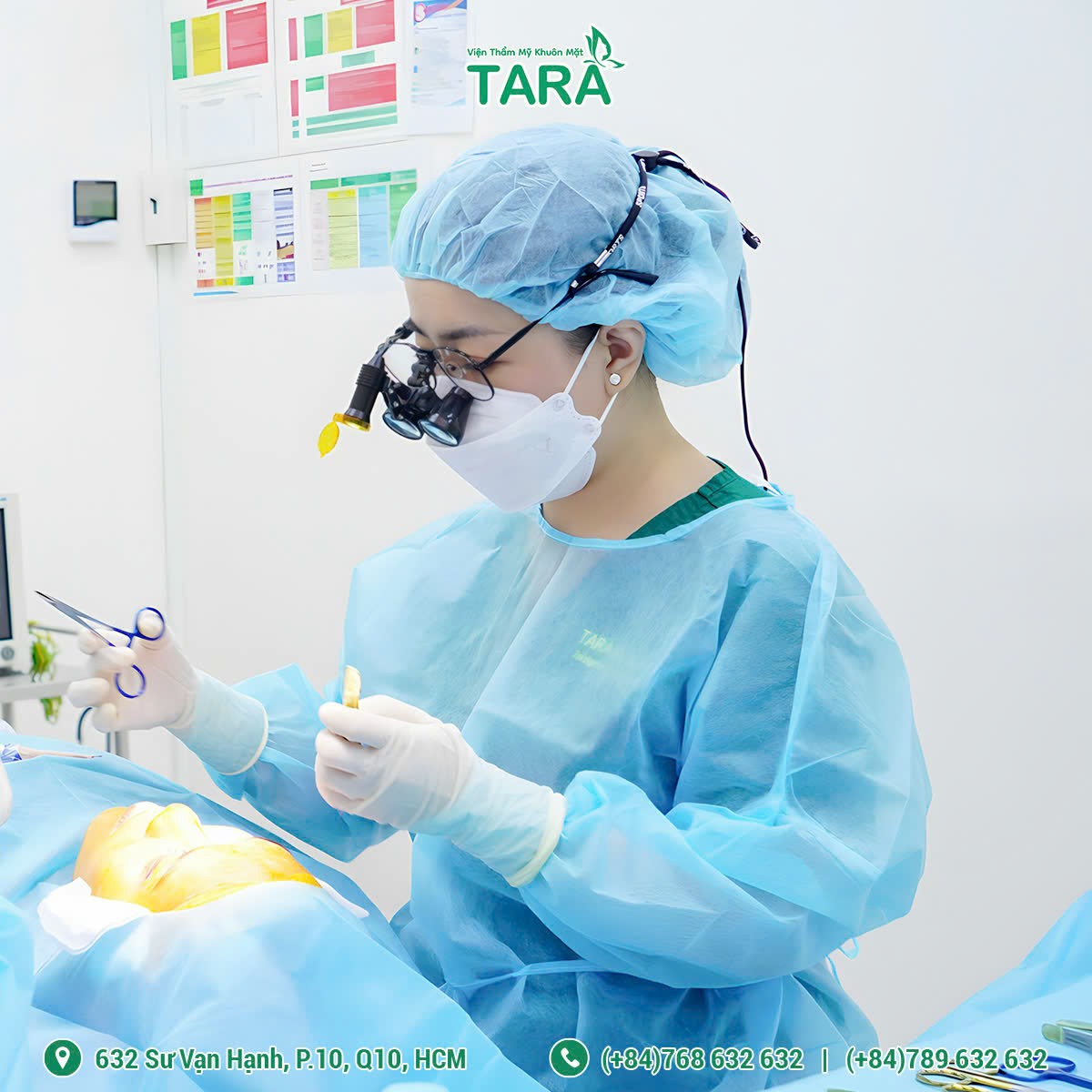 Nâng mũi ứng dụng đeo kính lúp siêu vi phẫu không đau bằng sụn tự thân